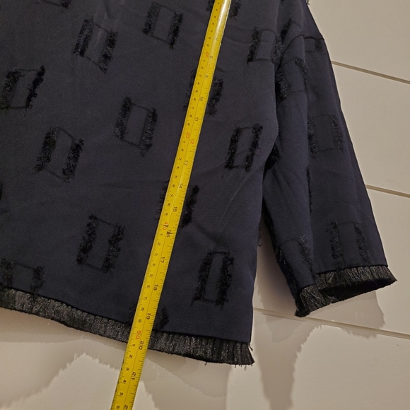 Luxury blouse small 4 Derek lam 10 crosby top tassles 3/4 sleeve crew neck shirt - Picture 14 of 16